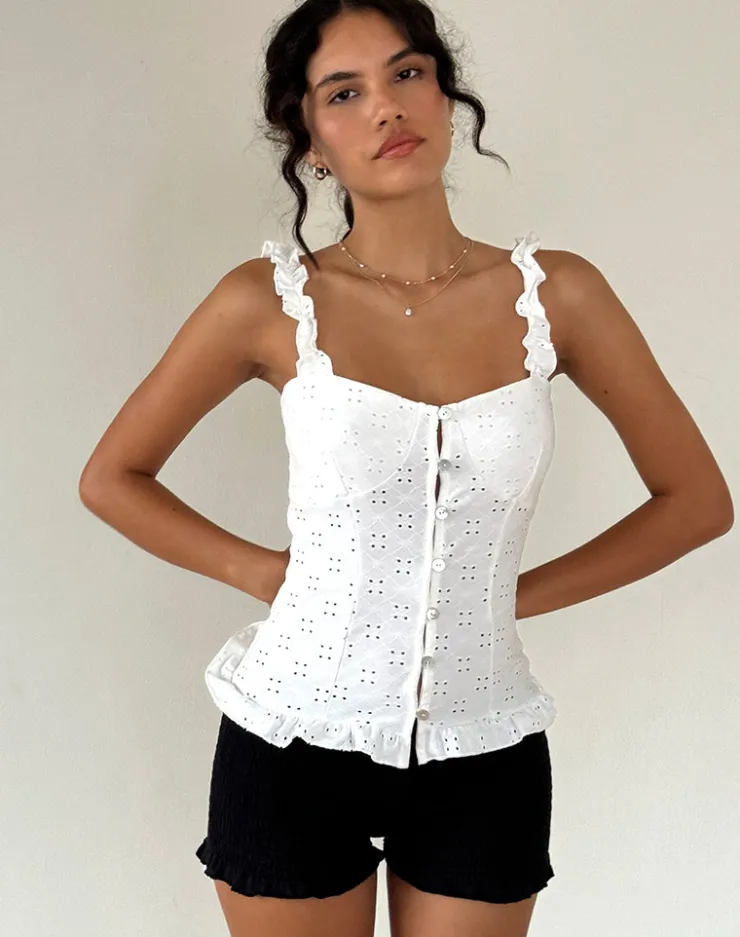 Women Motel Rocks Corset Tops | Neroli Corset Top in Broderie White