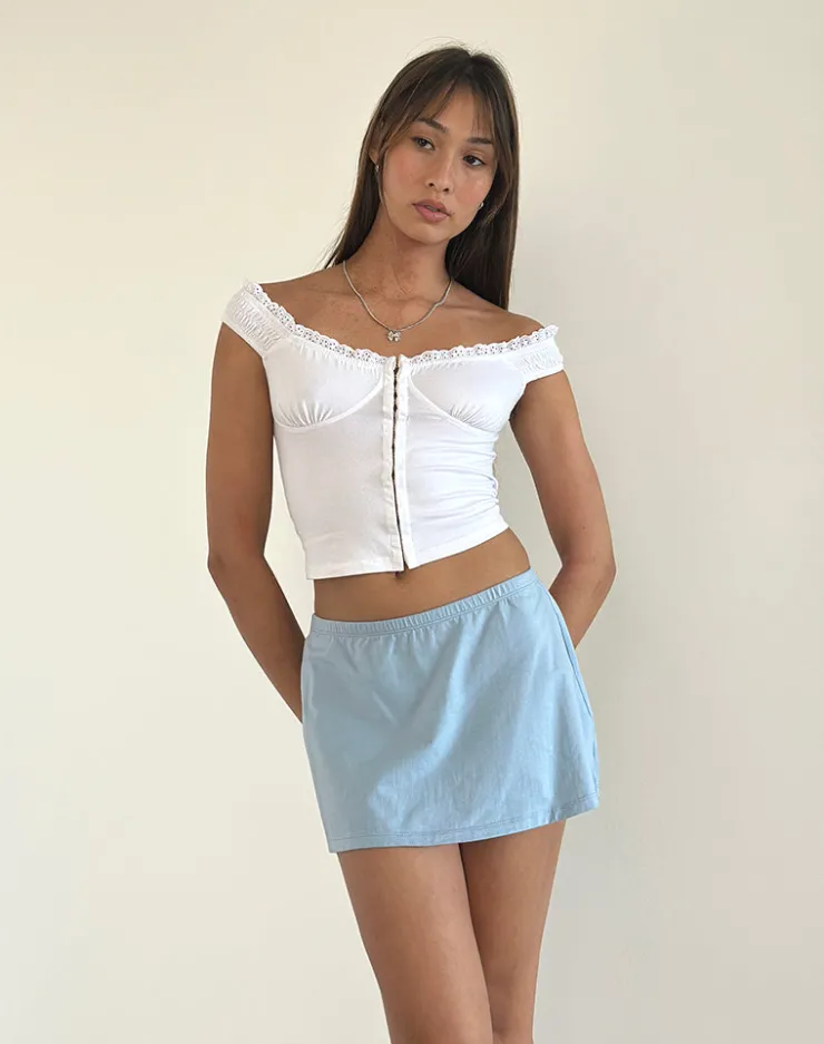 Women Motel Rocks Basics | A Line Skirts | Nidya A-Line Mini Skirt in Nantucket Blue