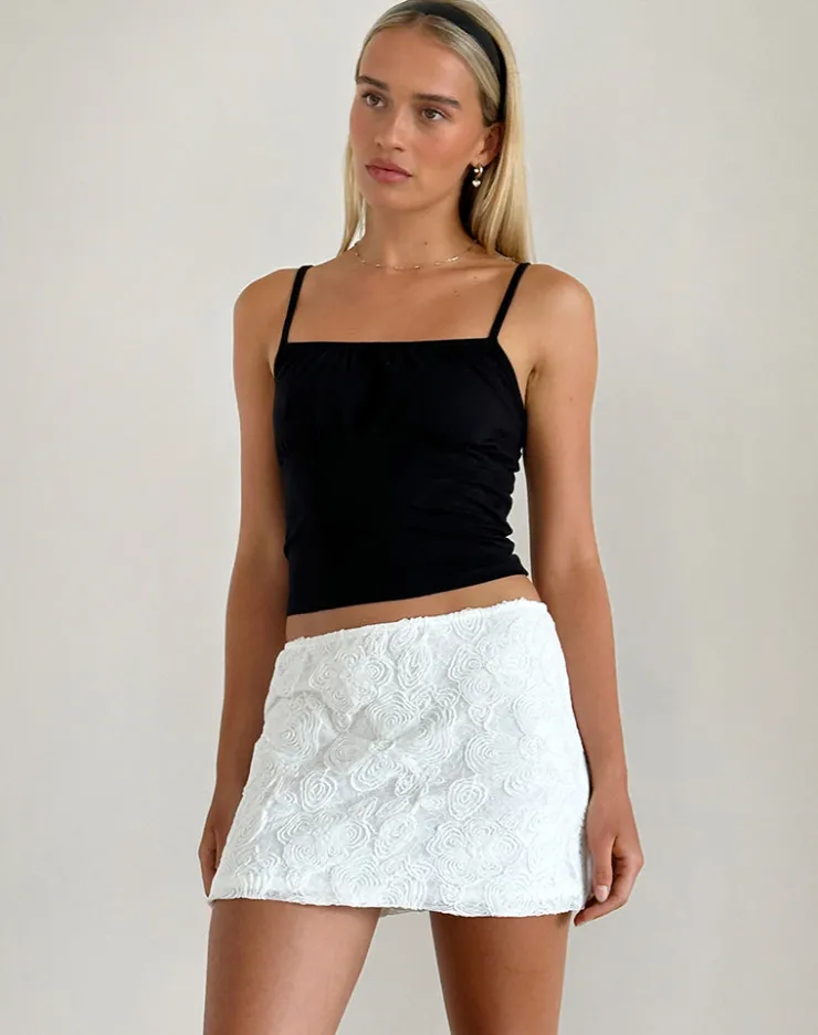 Women Motel Rocks Co-ords | A Line Skirts | Nisya Skirt in Textured Floral White