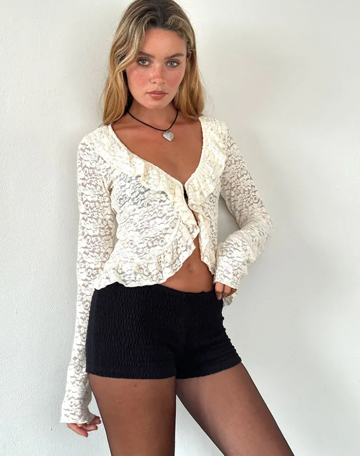 Women Motel Rocks Cardigans | Printed Tops | Noemi Cardigan in Rose Lace Ivory