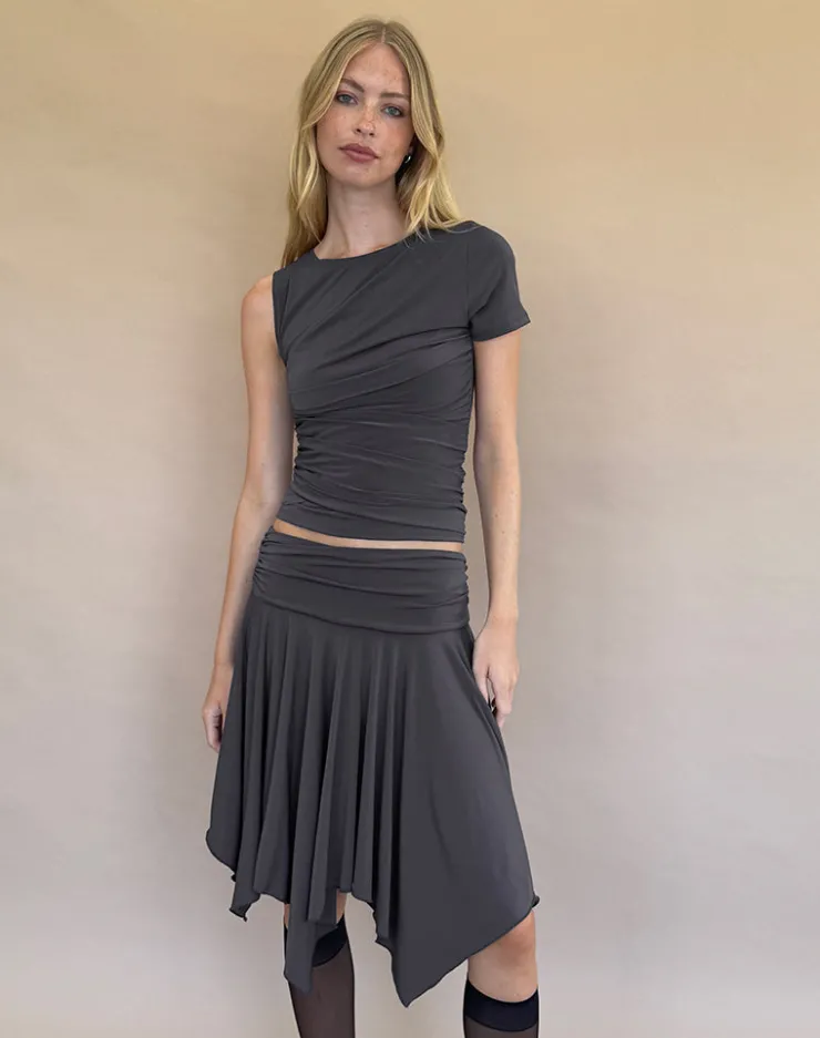 Women Motel Rocks Co-ords | Midi Skirts | Norali Waterfall Midi Skirt in Grey