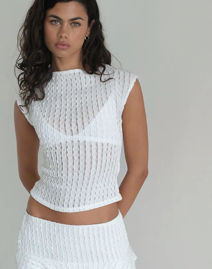 Women Motel Rocks Basics | Co-ords | Nova Top in Crinkle White