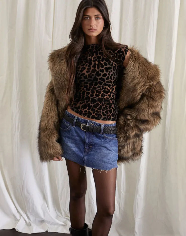 Women Motel Rocks Printed Tops | Going Out Tops | Nova Top in Flock Mesh Rar Leopard