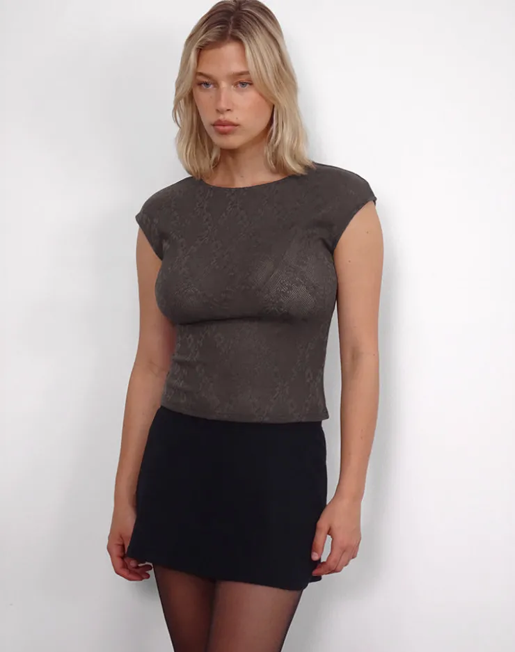 Women Motel Rocks Printed Tops | Nova Top in Jacquard Knit Brown