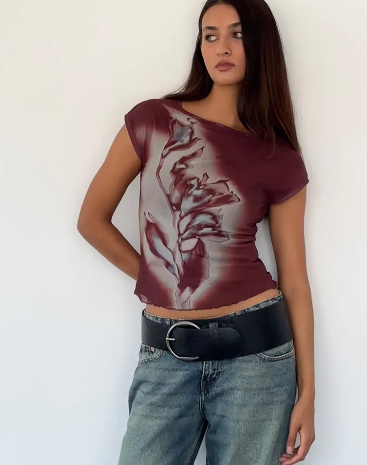 Women Motel Rocks Printed Tops | Nova Top in Lumen Mesh Brown