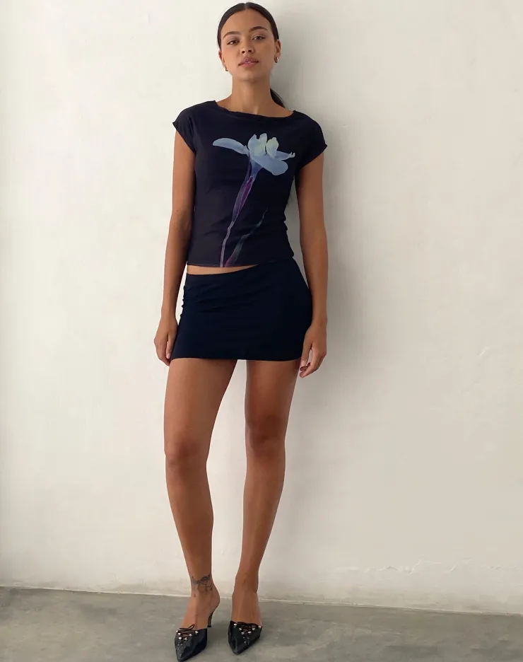 Women Motel Rocks Printed Tops | Nova Top in Mesh Navy Flower