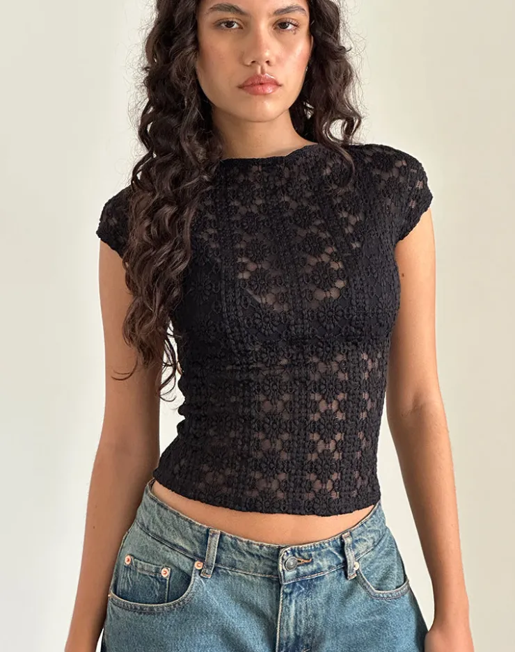 Women Motel Rocks Lace Tops | Going Out Tops | Nova Top in Regal Lace Black