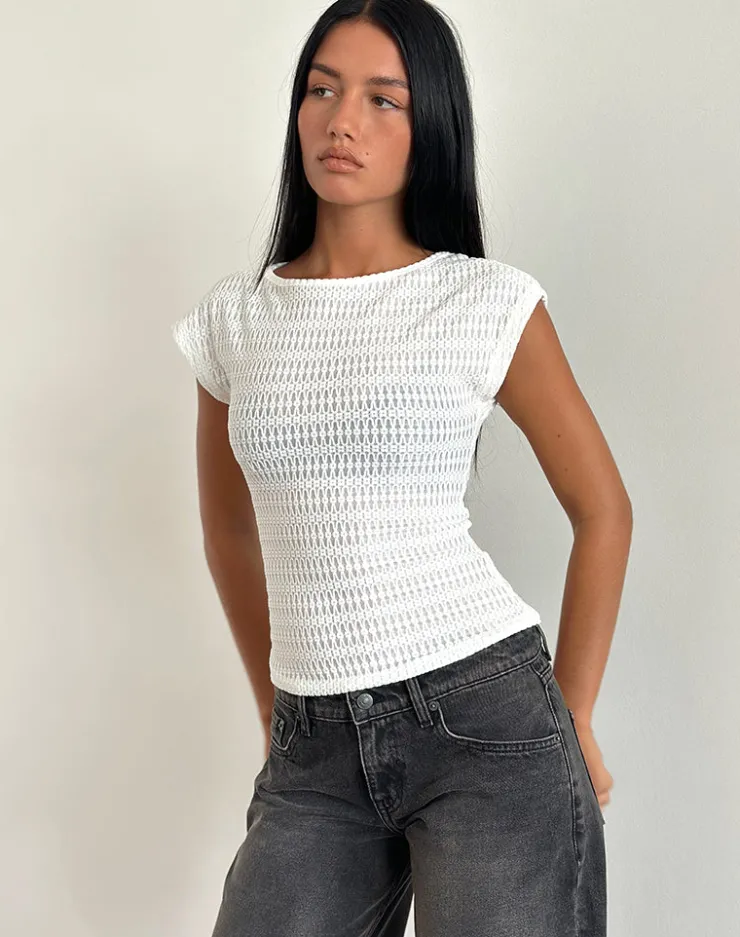 Women Motel Rocks Going Out Tops | Nova Top in Textured White