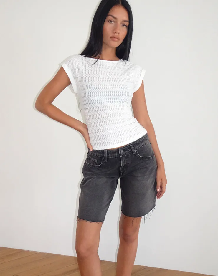 Women Motel Rocks Going Out Tops | Nova Top in Textured White