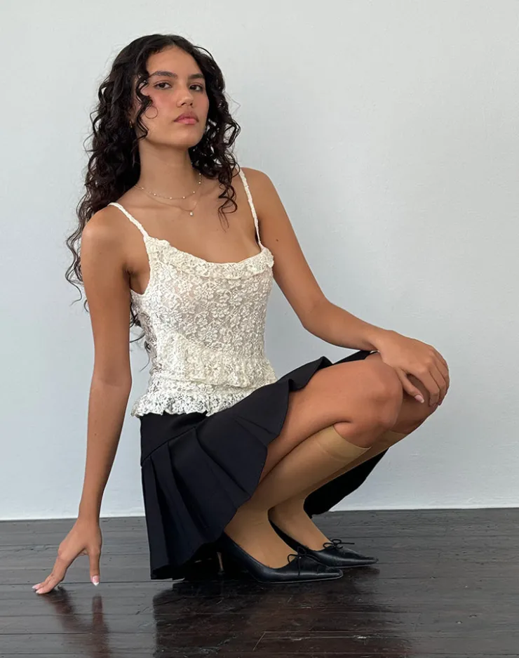 Women Motel Rocks Strappy Tops | Lace Tops | Octavia Asymmetric Cami Top in Lace Ivory