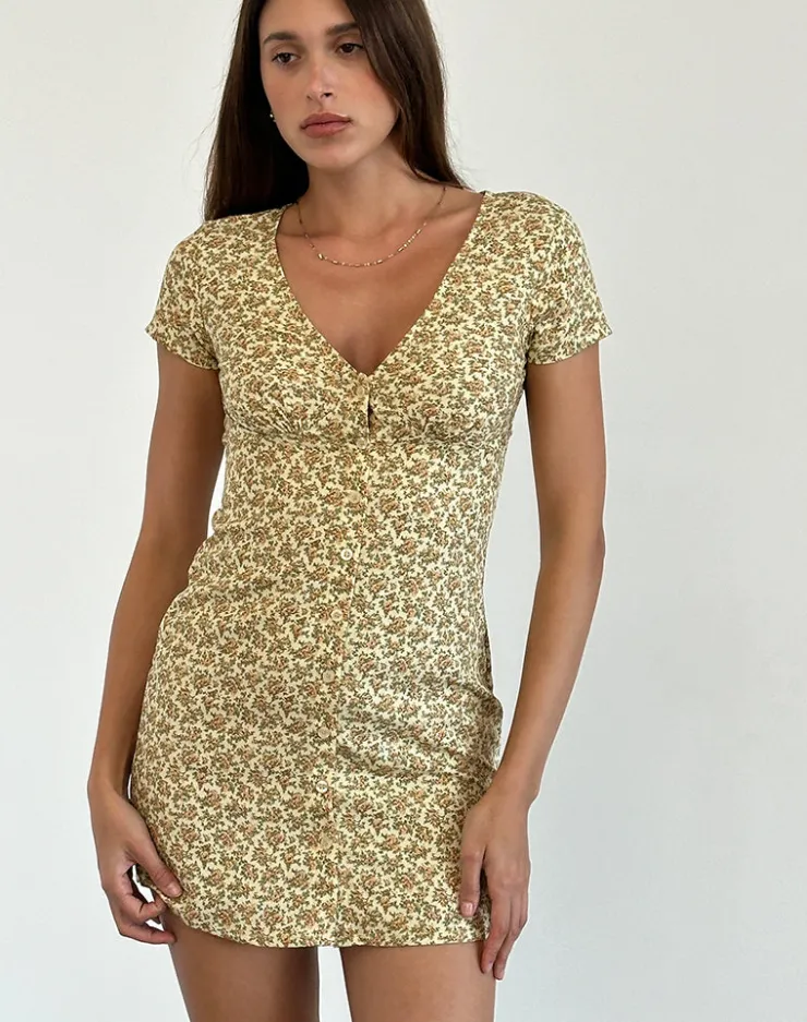 Women Motel Rocks Printed Dresses | Day Dresses | Omoni Dress in Washed Ditsy Yellow