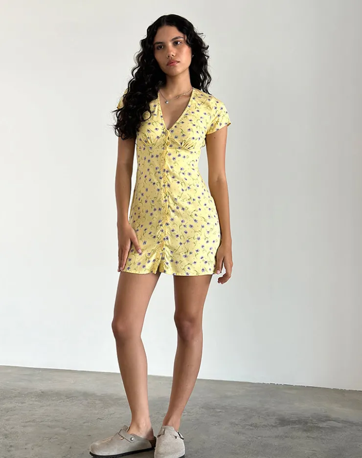 Women Motel Rocks Printed Dresses | Day Dresses | Omoni Mini Dress in Wild Flower Lemon Drop