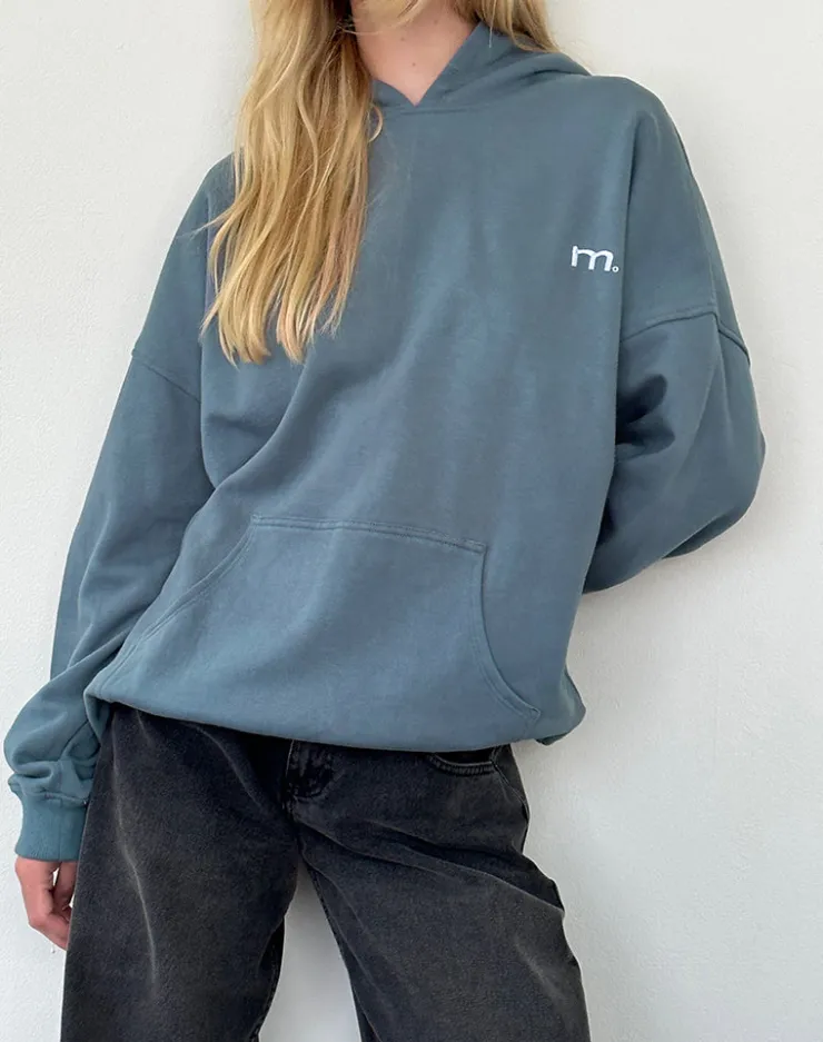 Women Motel Rocks Hoodies & Sweatshirts | Oversized Hoodie in Blue Mirage with White 'MOTEL' Embroidery