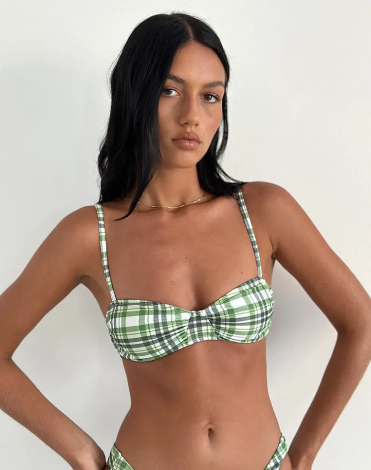 Women Motel Rocks Swimwear | Pali Bikini Top in Green Tartan