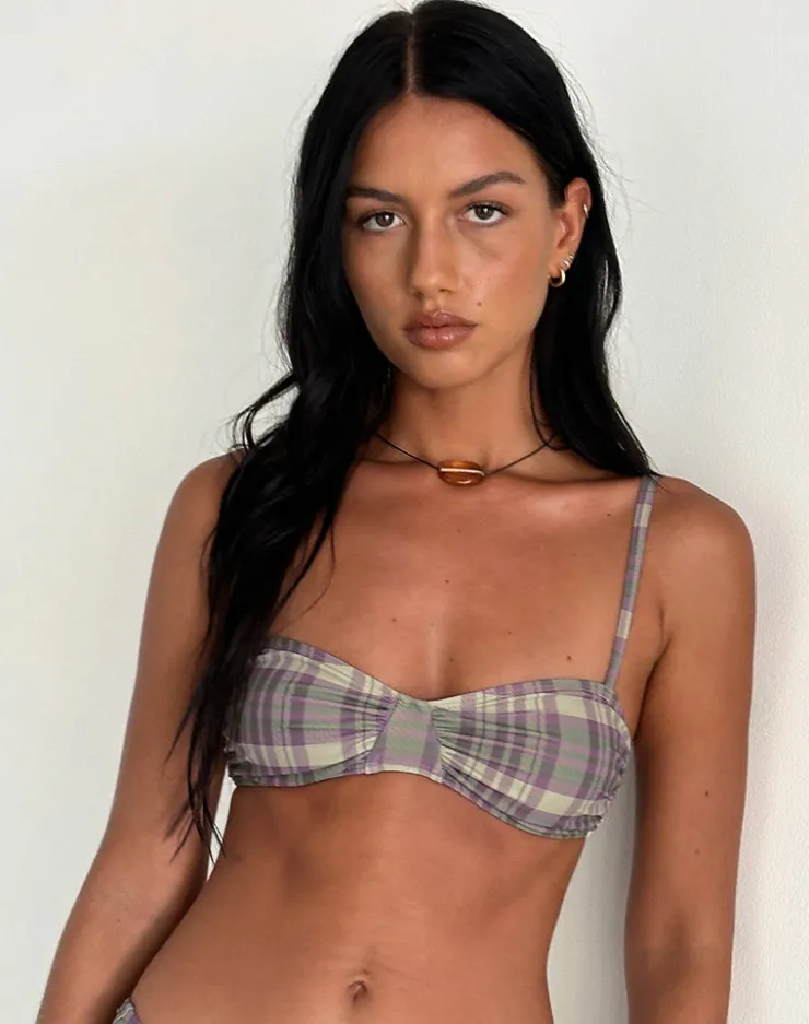 Women Motel Rocks Swimwear | Pali Bikini Top in Purple Tartan