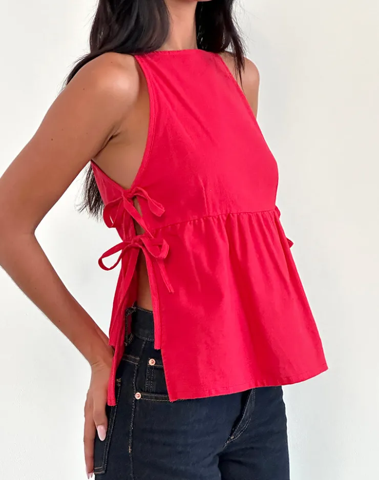 Women Motel Rocks Vest Tops | Shirts And Blouses | Palsi Tie Side Sleeveless Top in Tango Red