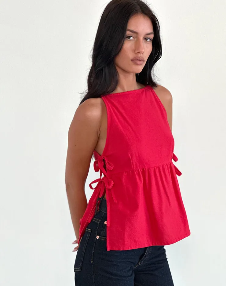 Women Motel Rocks Vest Tops | Shirts And Blouses | Palsi Tie Side Sleeveless Top in Tango Red