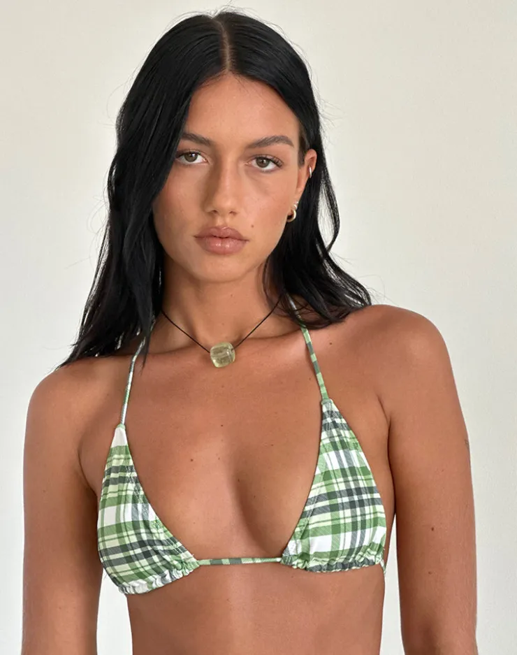 Women Motel Rocks Swimwear | Pami Bikini Top in Green Tartan