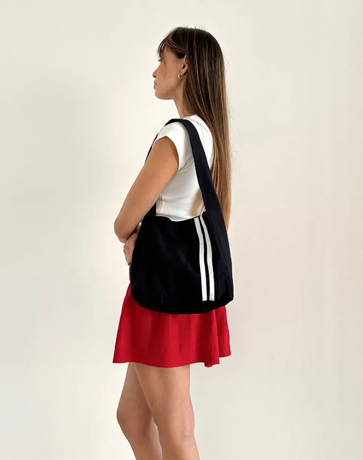 Women Motel Rocks Accessories | Pardi Canvas Bag in Black with White Stripe