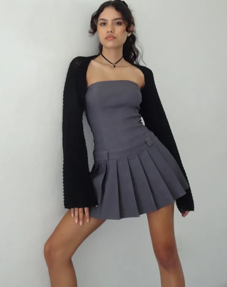 Women Motel Rocks Bandeau Dresses | Party Dresses | Payoda Bandeau Mini Dress in Dark Grey