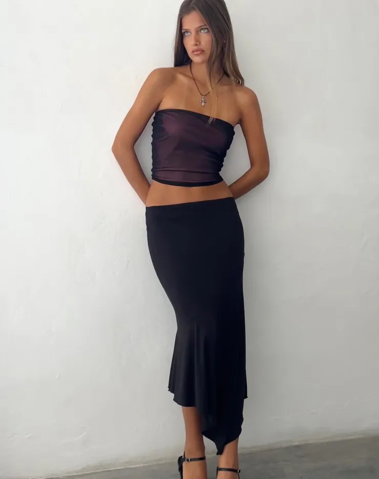 Women Motel Rocks Bandeau Tops | Peggy Bandeau Top in Black with Pink Lining