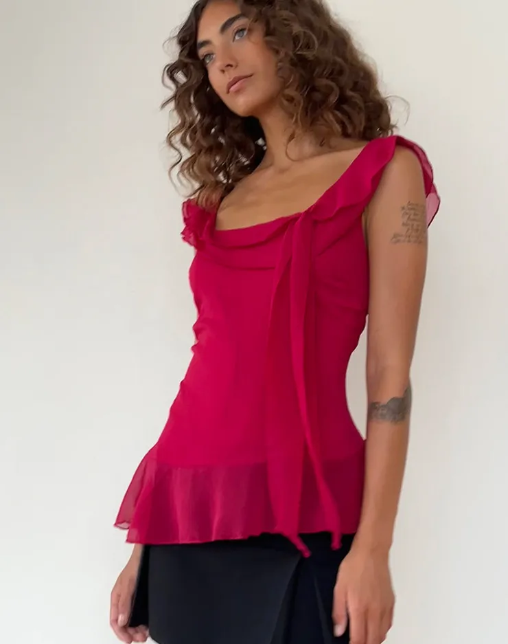 Women Motel Rocks Going Out Tops | Piro Ruffle Longline Top in