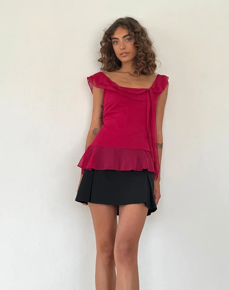 Women Motel Rocks Going Out Tops | Piro Ruffle Longline Top in