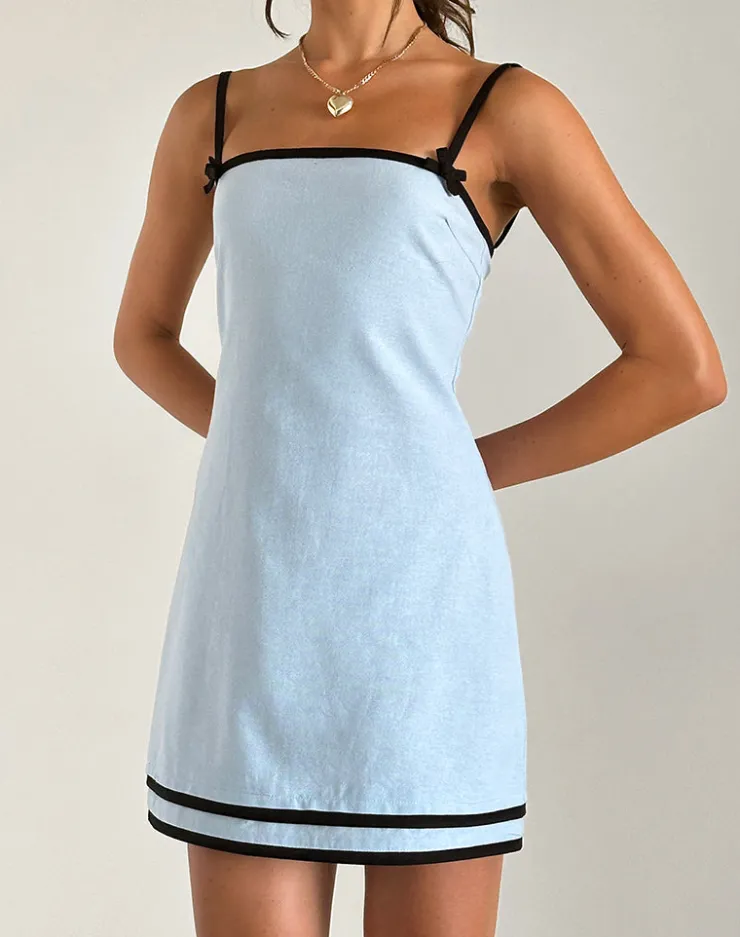 Women Motel Rocks Party Dresses | Mini Dresses | Plasina Mini Dress in Linen Blue