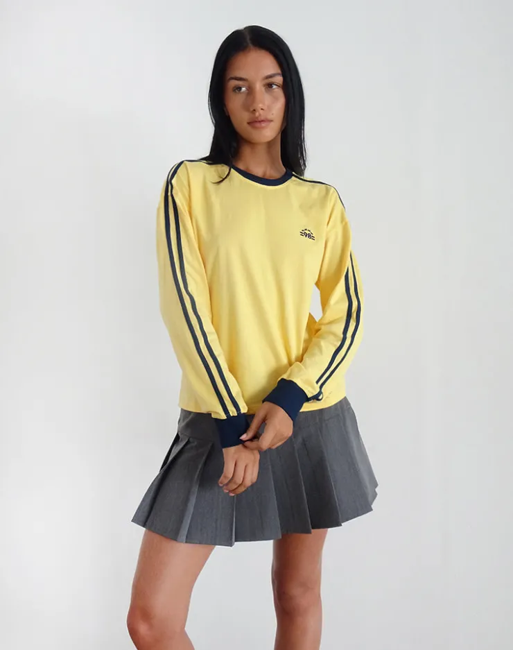 Women Motel Rocks Basic Tops | Long Sleeve Tops | Prata Long Sleeve Top in Lemonade with Navy Binding