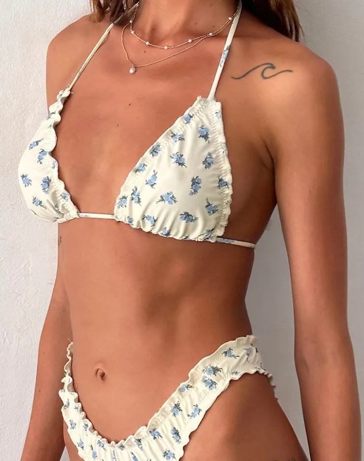 Women Motel Rocks Swimwear | Pumyla Bikini Top in Blue Cluster Floral