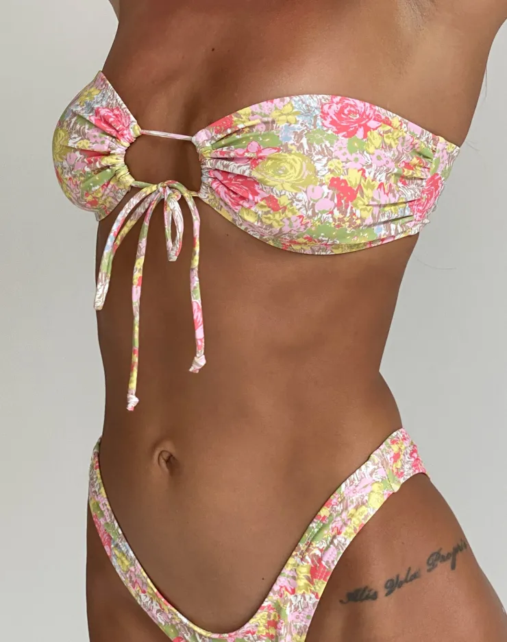 Women Motel Rocks Swimwear | Racola Bikini Top in Pink Abstract Floral Swim