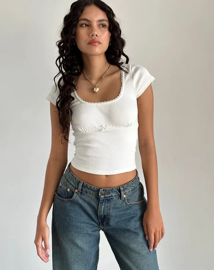 Women Motel Rocks Basics | Basic Tops | Rada Top in Rib Off White