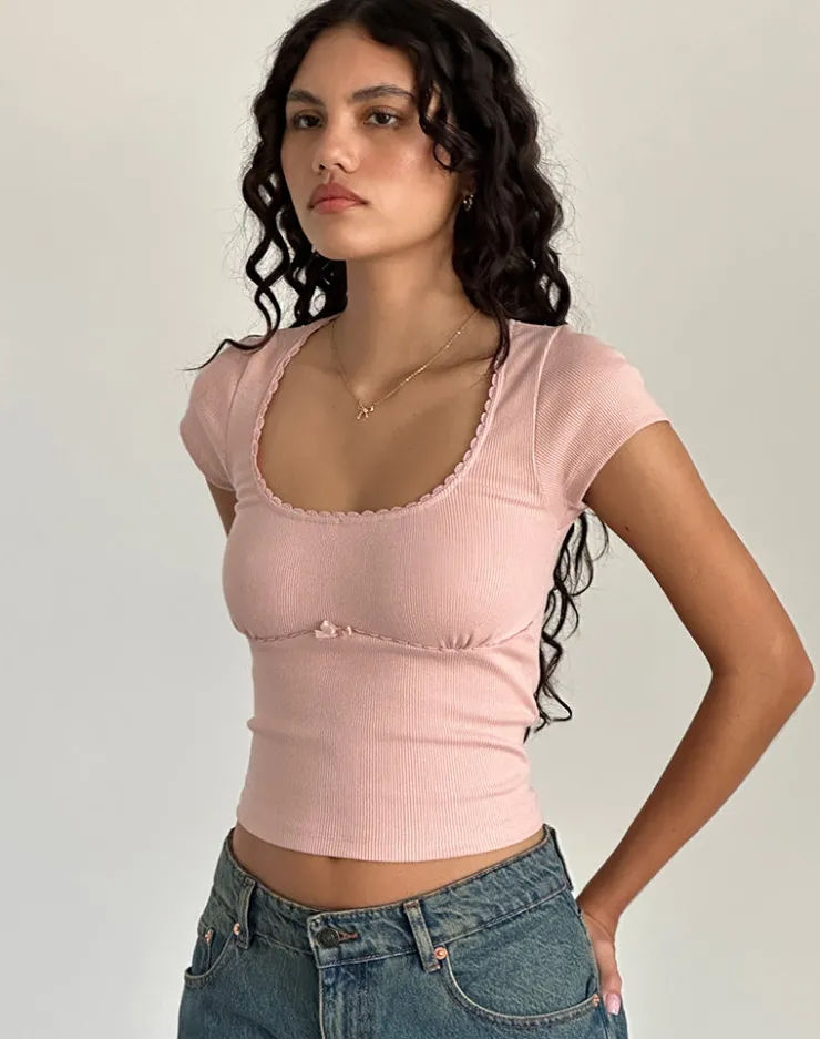 Women Motel Rocks Basics | Basic Tops | Rada Top in Rib Pink Lady