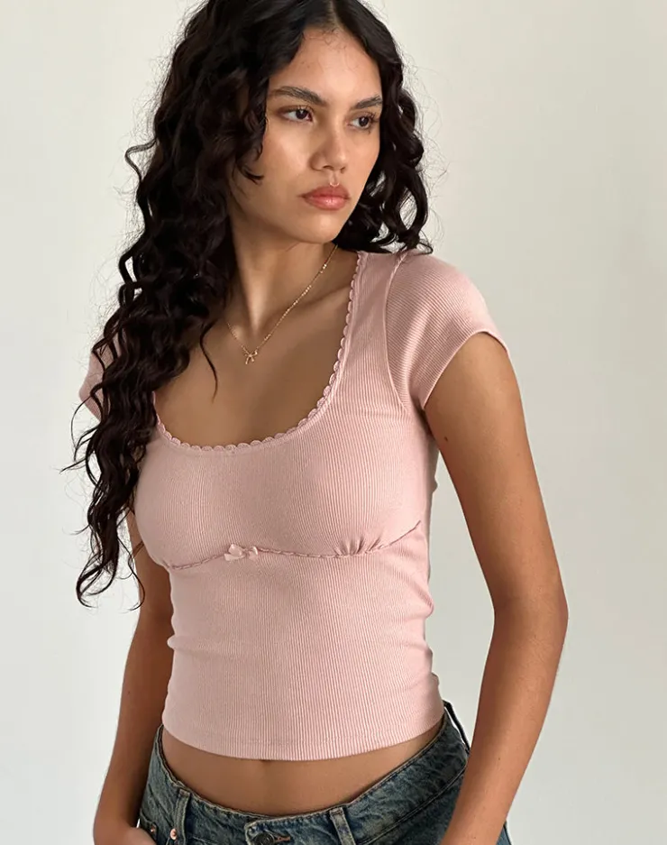 Women Motel Rocks Basics | Basic Tops | Rada Top in Rib Pink Lady