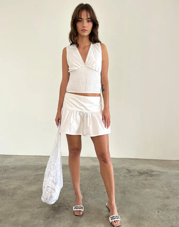 Women Motel Rocks Mini Skirts | Raffita Mini Skirt in Poplin White