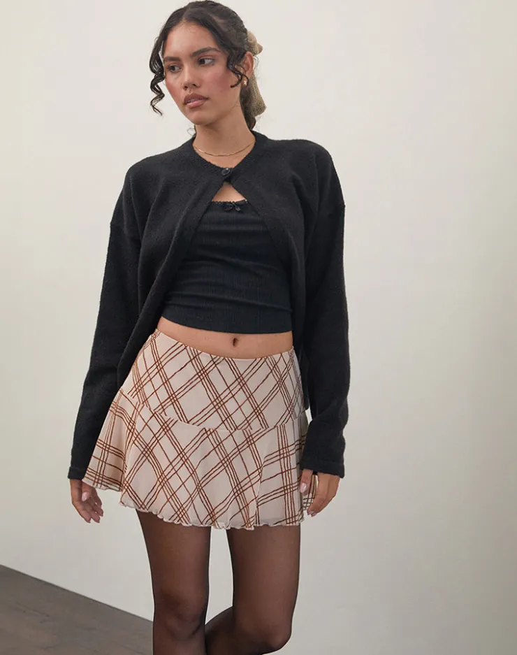 Women Motel Rocks Printed Skirts | A Line Skirts | Ragna Mini Skirt in Sketchy Stripe Nude