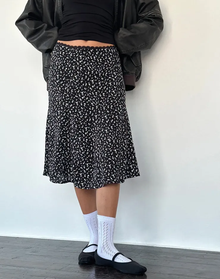 Women Motel Rocks Printed Skirts | Midi Skirts | Rahyu Midi Skirt in Black Ditsy Romance