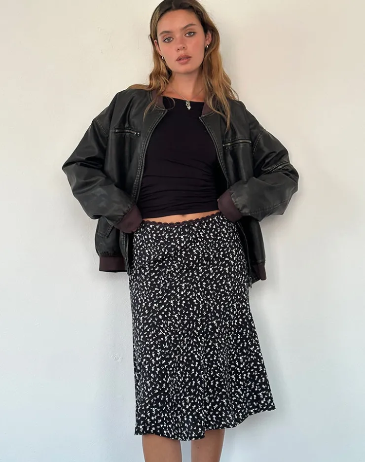 Women Motel Rocks Printed Skirts | Midi Skirts | Rahyu Midi Skirt in Black Ditsy Romance