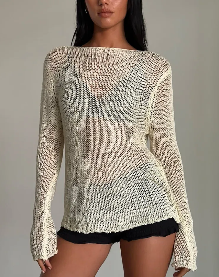 Women Motel Rocks Jumpers | Long Sleeve Tops | Rajiya Open Weave Jumper in