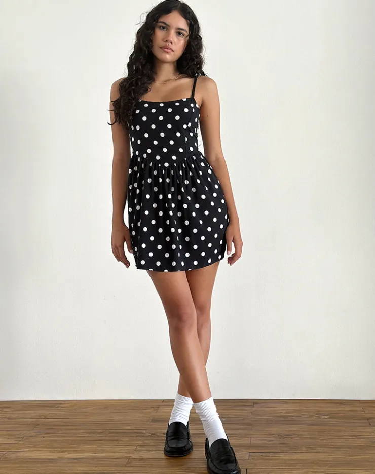 Women Motel Rocks Printed Dresses | Day Dresses | Ramana Mini Dress in 80s Polka Black