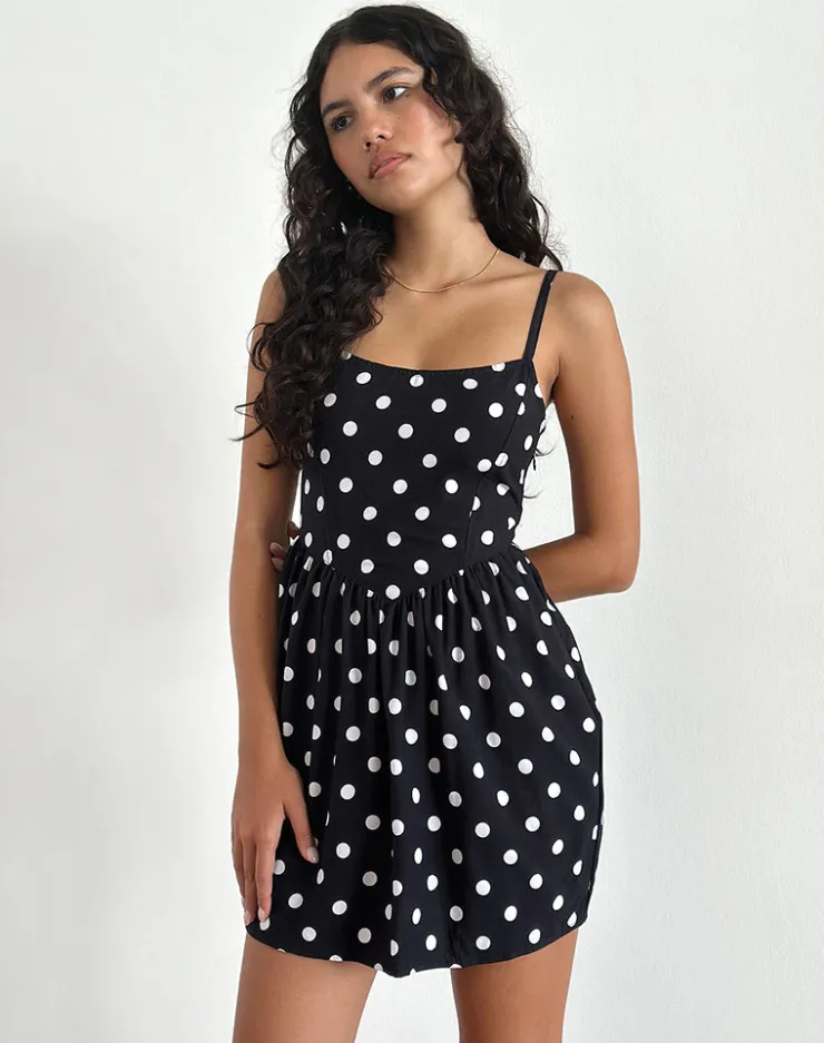 Women Motel Rocks Printed Dresses | Day Dresses | Ramana Mini Dress in 80s Polka Black