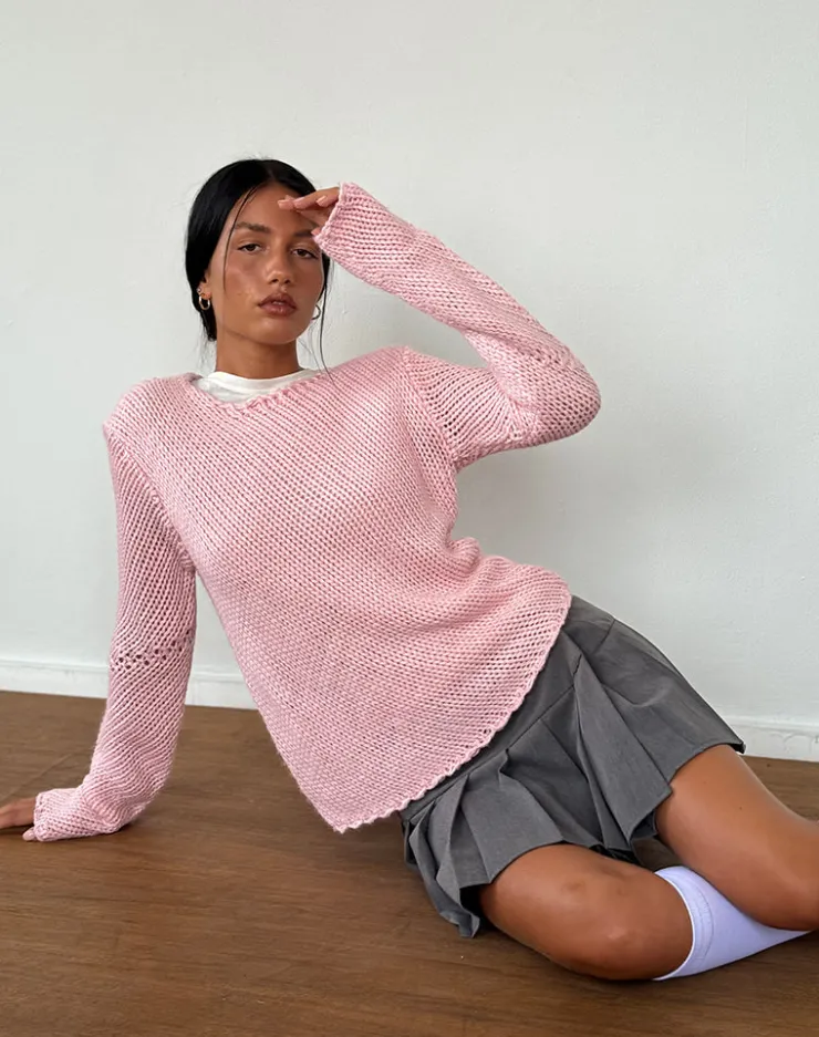 Women Motel Rocks Jumpers | Ranvir Knitted Jumper in Baby Pink