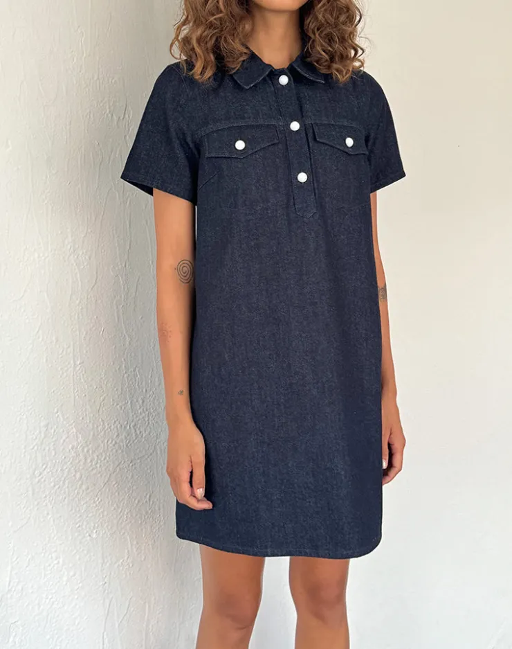 Women Motel Rocks Day Dresses | Mini Dresses | Reiga Smock Mini Dress in Denim Indigo