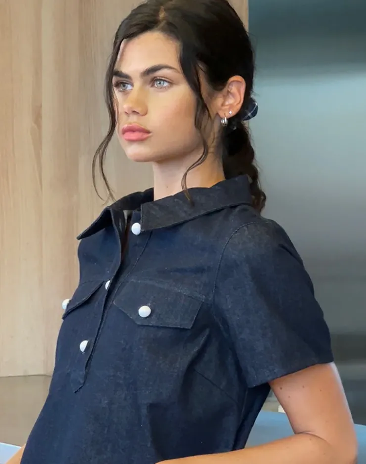 Women Motel Rocks Day Dresses | Mini Dresses | Reiga Smock Mini Dress in Denim Indigo