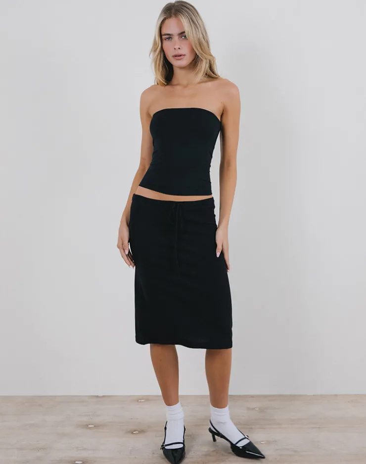 Women Motel Rocks Tailoring | A Line Skirts | Rella Midi Skirt in Flat Knit Black