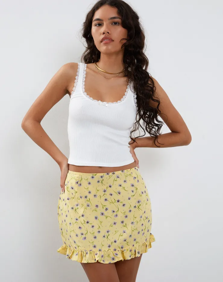 Women Motel Rocks Printed Skirts | Mini Skirts | Ribay Mini Skirt in Wild Flower Lemon Drop