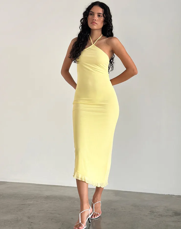 Women Motel Rocks Bodycon Dresses | Midi Dresses | Ribka Midi Dress in Mesh Lemon