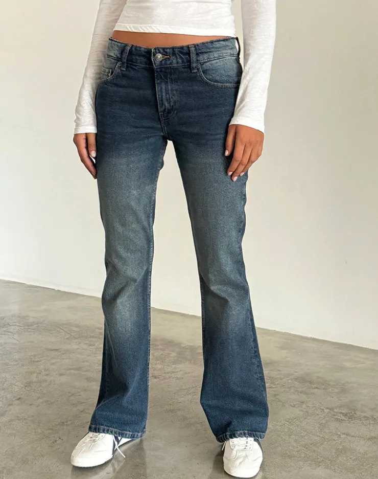 Women Motel Rocks Flared Jeans | Low Rise Jeans | Rigid Low Rise Flare Jeans in Dark Vintage
