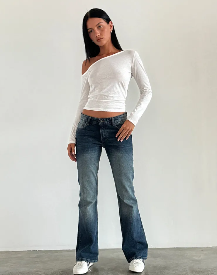 Women Motel Rocks Flared Jeans | Low Rise Jeans | Rigid Low Rise Flare Jeans in Dark Vintage