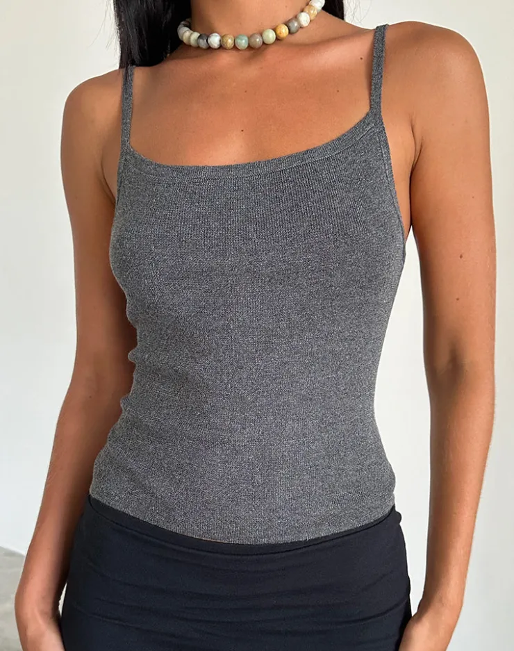 Women Motel Rocks Basic Tops | Vest Tops | Riona Vest Top in Dark Grey